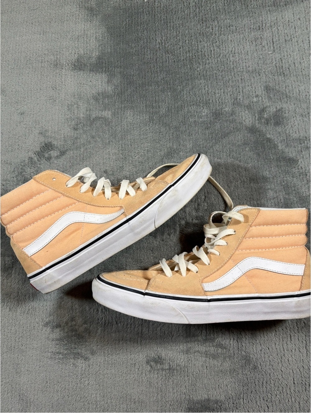 Vans Women's High-Top Suede Sneakers in Peach with White Stripe